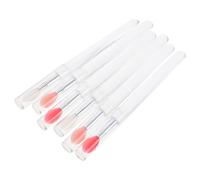Générique Lot de 6 Pinceaux à Lèvres en Silicone avec Capuchon Applicateurs pour Rouge à Lèvres Masque Hydratant Tête Souple Taille Standard Couleurs Transparent Rose et Rouge Outils