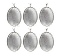 Générique Lot de 6 Plateaux Ovales pour Pendentifs 20X30 MM en Alliage Couleur Argenté Ancien Support Vierge pour Collier DIY Accessoires Création Bijoux Cabochon Verre Adapté Projet
