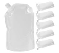 Générique Lot de 6 Pochettes Souples Rechargeables 1L Bec Incliné Blanc Laiteux Étanches et Légères pour Trousse de Voyage Maquillage Liquide Gel et Shampoing Rangement Articles de