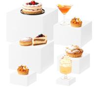 Générique Lot de 6 présentoirs carrés en acrylique, supports de buffet blancs de 3 à 8 pouces, set de présentation multi-tailles pour desserts, fêtes, objets de collection et articles