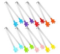 Générique Lot de 8 Pinces Alimentaires en Acier Inoxydable Colorées Mini Pinces à Salade Pâtisserie et Barbecue Compactes et Polyvalentes Cuisine Camping et Service Buffet