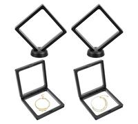 Générique Lot de 8 sets de Présentoirs à Bijoux Noirs en Film PE Transparent 4 Vitrines 11X11 CM 4 Bases Rondes Vitrine à Bijoux pour Boutique Exposition et Rangement Professionnel
