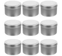 Générique Lot de 9 Boîtes Rondes en Fer-Blanc 225 ML, Pots à Bougie DIY Étanches, Contenants de Rangement pour Bougies, Bonbons et Loisirs Créatifs, Boîtes Hermétiques Argentées pour Maison