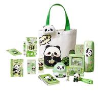 Générique Lot De Papeterie Mignon,Trousse Panda Avec Broche Et Porte-Clés - Gomme Carnets Stylos Règles Notes Autocollantes pour Étude École Filles Garçons