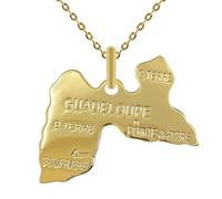 Générique Lot Pendentif Carte de Guadeloupe Plaqué Or 18 carats + Chaîne 45cm Plaqué Or 18 carats - idée Cadeau Anniversaire noël - Bijoux Homme - Femme - Enfant