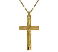 Générique Lot pendentif croix relief Plaqué Or 18 carats + Chaîne 50cm Plaqué Or - Mixte
