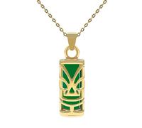 Générique Lot Pendentif Tiki Plaqué Or 18 carats et Agate Verte + Chaîne 50cm Plaqué Or 18 carats - Mixte - idée Cadeau Anniversaire noël - Bijoux Homme Femme Enfant