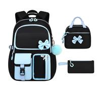 Générique Lot Sac à Dos Lunch Box Fille Nœud Mignon avec Trousse | Cahier Étudiant Décontracté pour étudiants manuels fournitures déjeuner portefeuille