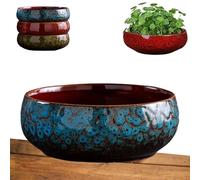 Générique Lotus Bowl Planter,Ceramic Lotus Flower Bowl,Lotus Bowls for Planting in Water Indoors,Lotus Pots for Water Plants, Applicable to Succulent Plants Hydroponic Plant (Blue)