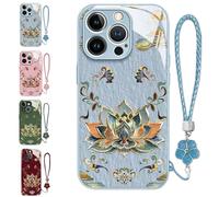 Générique Lotus Lanyard Hard Case for iPhone 17/16/15/14/13/12/11/X/7/6 Series, Full-Coverage Drop Protection Phone Cover, Thin Shockproof All-Inclusive Lens Design Phone Cases