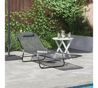 Générique Loungeur de Soleil Pliant avec Appui-tête Gris Textilène,Meubles,Mobilier de Jardin,Sièges de Jardin,Bains de Soleil,Gris,12.53 KG,42003156