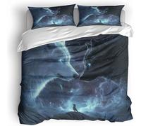 Générique Loup Noir Et Blanc Housse De Couette 220X240 Cm Microfibre Coton 3D Imprimé Parure De Lit 2 Taies d'oreiller 65X65Cm avec Fermeture Éclair 2 Personne pour Enfants Adolescents Adultes