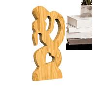 Générique Lover Tabletop Décor - Handcarved Couple Wooden Statue, 5.91x5.91x0.79 inches Lover Kiss Figurine, Elegant Decorative Artwork, Romantic Display, Couple Ornament for Living Room, Shelf, Home