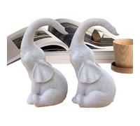 Générique Loving Pair of Elephants Statue 2PCS | Resin Elephant Garden Figurine Set 7.3×6.5×12.8cm Beige Animal Sculptures Home Garden Decor Mother’s Day Gift Ornament Any Setting