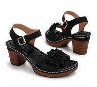Générique Low Wedge Sandals for Women 2026 Chunky Heel Platform Sandals with Adjustable Ankle Strap Dressy Summer Breathable Open Toe Hollow Out Shoes for Casual Beach (black,36)