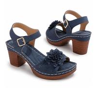 Générique Low Wedge Sandals for Women 2026 Chunky Heel Platform Sandals with Adjustable Ankle Strap Dressy Summer Breathable Open Toe Hollow Out Shoes for Casual Beach (blue,36)