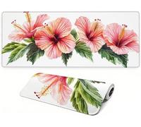 Générique Lpfieonn Fleur Large Desk Mat 90x40cm PF-3650 | Blanc Gamer Mouse Mat with Stitched Edges Non-Slip Rubber Base Improves Accuracy and Speed for Gamer, Computer, PC