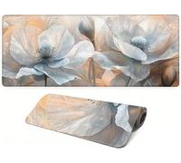 Générique Lpfieonn Fleur Large Gaming Tapis De Souris 90x40cm PF-3551 | Blanc Large Desk Mat with Stitched Edges, Non-Slip Rubber Base Stylish Gaming Mouse Mat for Office, Study, Gaming