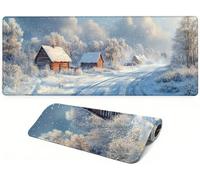 Générique Lpfieonn Hiver Large Gaming Tapis De Souris 100x50cm PF-2563 | Blanc Large Desk Mat with Stitched Edges, Non-Slip Rubber Base Stylish Gaming Mouse Mat for Office, Study, Gaming