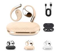 Générique Luckinwish Q39 AI Earbuds, Clip-on Open Ear Headphones, with Real-Time AI Translation, Long Battery Life, in-Ear Bluetooth Headphones, for Travel, Business & Learning (Beige)