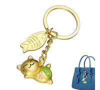 Générique Lucky Cat Keychain - Gold Fortune Cat Key Ring, Cute Anime Charm | Wealth Luck Symbol Accessory, Decorative Purse Bag Pendant Key Holder Gift For Women Girls Daily Carry