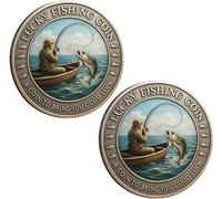 Générique Lucky Fishing Coin, Metal Good Luck Angler Challenge Token, Pocket Keepsake for Fishing Enthusiasts, Unique Gift for Dad, Husband & Fishing Lovers (2pcs)