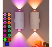 Générique Lumière d’Ambiance Douce pour Chambre - Lot de 2 Lampes Murales Rechargeables avec Effet Subtil, S’allume Automatiquement la Nuit (Noir ou Blanc, Sans Perçage, USB-C) (blanc)