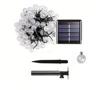 Générique Lumière d'ambiance Solaire extérieure, 3 Couleurs de lumière, lumière décorative Solaire Boule de Cristal, étanche, adaptée au Jardin, à la pelouse et au Camping(1set RGB,7M(50ball))