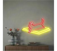 Générique lumière décorative D'Ambiance Apaisante Lampe Enseigne Au Néon pour Livres Et Chat, Lumières À Luminosité Réglable Alimentées(A,70cm)