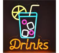 Générique lumière décorative Néon signe Enseigne Au Néon Drinks Tasse De Boisson Froide Éclairage LED Pour Art Mural Bar Club Café 28cm×32cm
