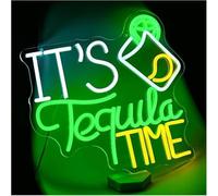 Générique lumière décorative Néon signe Panneau Néon It's Tequila Time, Logo De Bar À Intensité Variable, Pour Hommes, Grotte 33cm×35.3cm