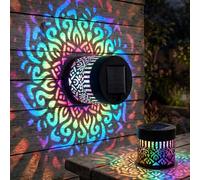Générique Lumière Murale Solaire Mandala - 7 Couleurs Changeantes, Projection Décorative Étanche en Métal pour Jardin, Patio, Terrasse ou Clôture (1 PC)