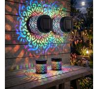 Générique Lumière Murale Solaire Mandala - 7 Couleurs Changeantes, Projection Décorative Étanche en Métal pour Jardin, Patio, Terrasse ou Clôture (2 PCS)
