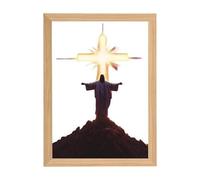 Générique Lumière Peinture Jésus | 4D Cadre LED du Christ | Peinture LED Décoration Chrétienne pour Maison Chambre Église Noël Pâques Anniversaire