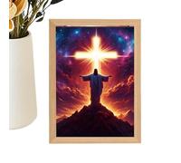 Générique Lumière Peinture Jésus - 4D Cadre LED du Christ - Peinture LED Décoration Chrétienne pour Maison Chambre Église Noël Pâques Anniversaire