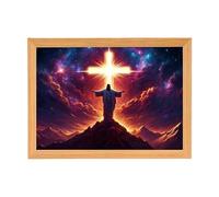 Générique Lumière Peinture Jésus, Lampe Jésus 4D Art Mural, Peinture LED Décoration Chrétienne pour Maison Chambre Église Noël Pâques Anniversaire