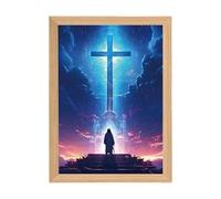 Générique Lumière Peinture Jésus - Lampe Jésus Tableau Religieux à Effet Lumineux,Peinture LED Décoration Chrétienne pour Maison Chambre Église Noël Pâques Anniversaire