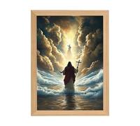 Générique Lumière Peinture Jésus - Tableau Lumineux Jésus 4D,Peinture LED Décoration Chrétienne pour Maison Chambre Église Noël Pâques Anniversaire