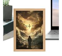Générique Lumière Peinture Jésus | Veilleuse Inspirante de Jésus,Peinture LED Décoration Chrétienne pour Maison Chambre Église Noël Pâques Anniversaire