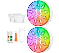 Générique Lumières De Piscine Flottantes De 2 Pièces - Lumière À LED De Piscine avec Télécommande | Bulbe De Lampe Rechargeable Imperméable Spotlight 16 Couleurs pour La Cour Arrière