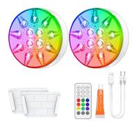 Générique Lumières Piscine - Lot De 2 Lampes Rechargeables | Ampoule LED Extérieure, Projecteur Ou Lanterne | Étanche IP68, 16 Couleurs RGB, Télécommande 21 Boutons | Batterie 2600mAh