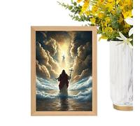 Générique Luminaire d'Église,4D Cadre LED du Christ | Peinture LED Décoration Chrétienne pour Maison Chambre Église Noël Pâques Anniversaire