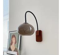 Générique Luminaire Mural Applique Murale de Lecture Nordique Moderne En Verre Laiteux Style Industriel Vintage Bois Gris Fumé Ambre pour Chambre à Coucher Ou Chevet