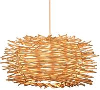 Générique Luminaire suspendu nid d'oiseau rural avec abat-jour en bambou à cordon réglable compatible avec la décoration de plafond d'un café, d'une salle à manger et d'un restaurant,lustre