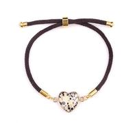 Générique Lumisoul Adjustable Heart Bracelet Handmade Beaded Jewelry with Heart Charm, Lightweight Wrist Accessory for Daily Wear and Gift Giving (Dalmatian Stone)