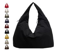 Générique Luna Lush Bag, Multi-Pocket Large Capacity Slouchy Nylon Tote, New Luna Lush Bag for Woman Girl (Black)