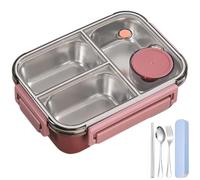 Générique Lunch Box,Escentio Lunch Box, Stainless Steel Bento Box Adult Lunch Box,Portable Adult Bento Box, Leakproof Stackable bento Box Large Capacity Dishwasher Safe Lunch Container (3-Grid,Red)