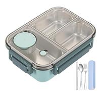 Générique Lunch Box,Escentio Lunch Box, Stainless Steel Bento Box Adult Lunch Box,Portable Adult Bento Box, Leakproof Stackable bento Box Large Capacity Dishwasher Safe Lunch Container (3-Grid,Green)