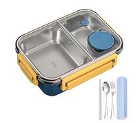 Générique Lunch Box,Escentio Lunch Box, Stainless Steel Bento Box Adult Lunch Box,Portable Adult Bento Box, Leakproof Stackable bento Box Large Capacity Dishwasher Safe Lunch Container (2-Grid,Blue)