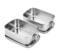 Générique Lunch Box - Stainless Steel 18.7x13.5x7cm | Leakproof Stackable Lunch Container Large Capacity Food Storage Box Dishwasher Safe | for Kids Adults School Office Travel Meals